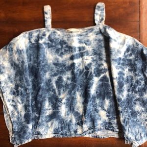Off the shoulder tie dye blue top